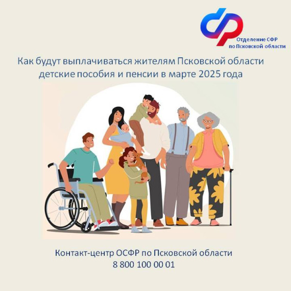 Пенсии и «детские» пособия в Псковской области в марте 2025 года: график выплат. Пенсии и «детские» пособия в Псковской области в марте 2025 года: график выплат.